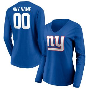 New York Giants Women's Neck T Team Authentic Personalized Name & Number Long Sleeve V